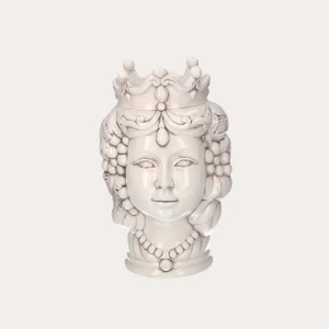 Vaso Testa di Moro Donna in Ceramica Anticata h. 38 cm