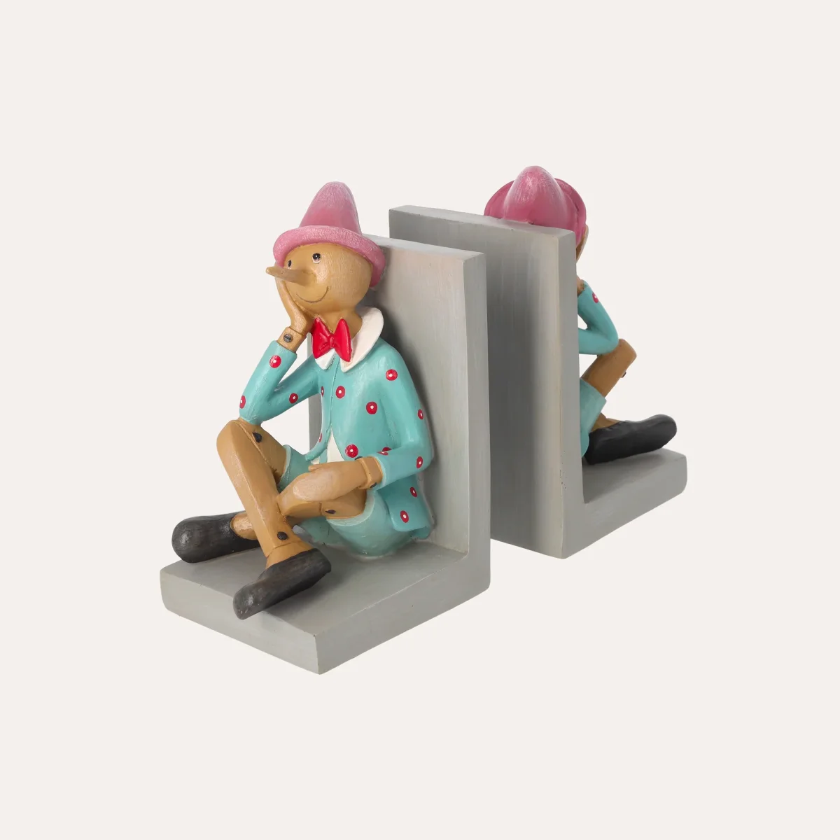 Coppia di Fermalibri con Pinocchio in Resina H. 18 cm - immagine 2