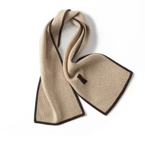 Sciarpa in cashmere con motivo geometrico, bordo a contrasto, spessa e morbida